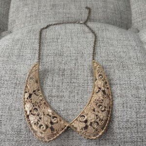 Gold Lace Collar Necklace - Elegant Floral Statement